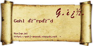 Gehl Árpád névjegykártya